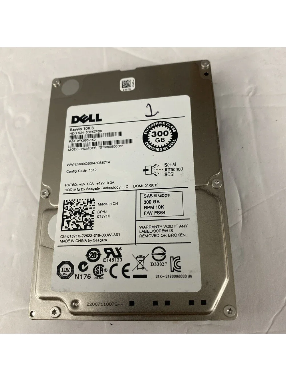 148J7 ST9300503SS DELL 300GB 10K 6G SFF 2.5'' SAS HDD  New No Case